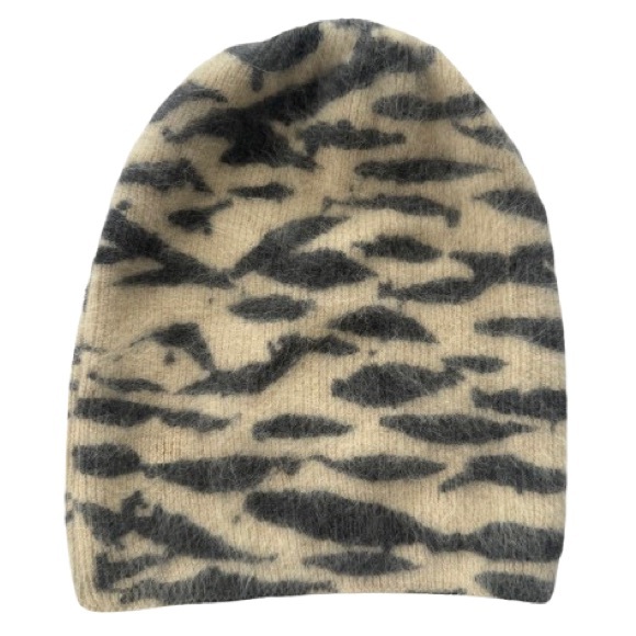 Rachel Rachel Roy Animal Print Angora Nylon Blend Slouchy Winter Beanie Hat - Picture 1 of 7